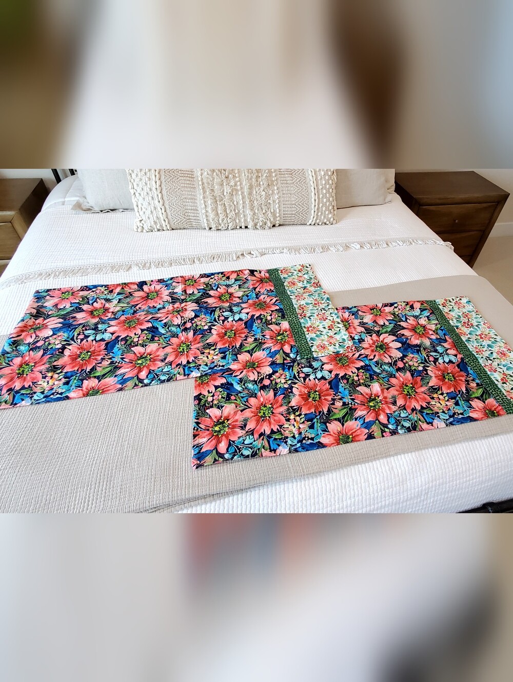 Custom King Size Boho Mix Pattern Pillow Sham Set of 2, Quality Cotton Like NEW